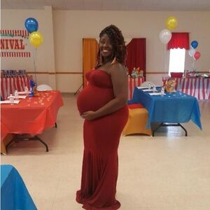 Elegant Red Maternity Dress